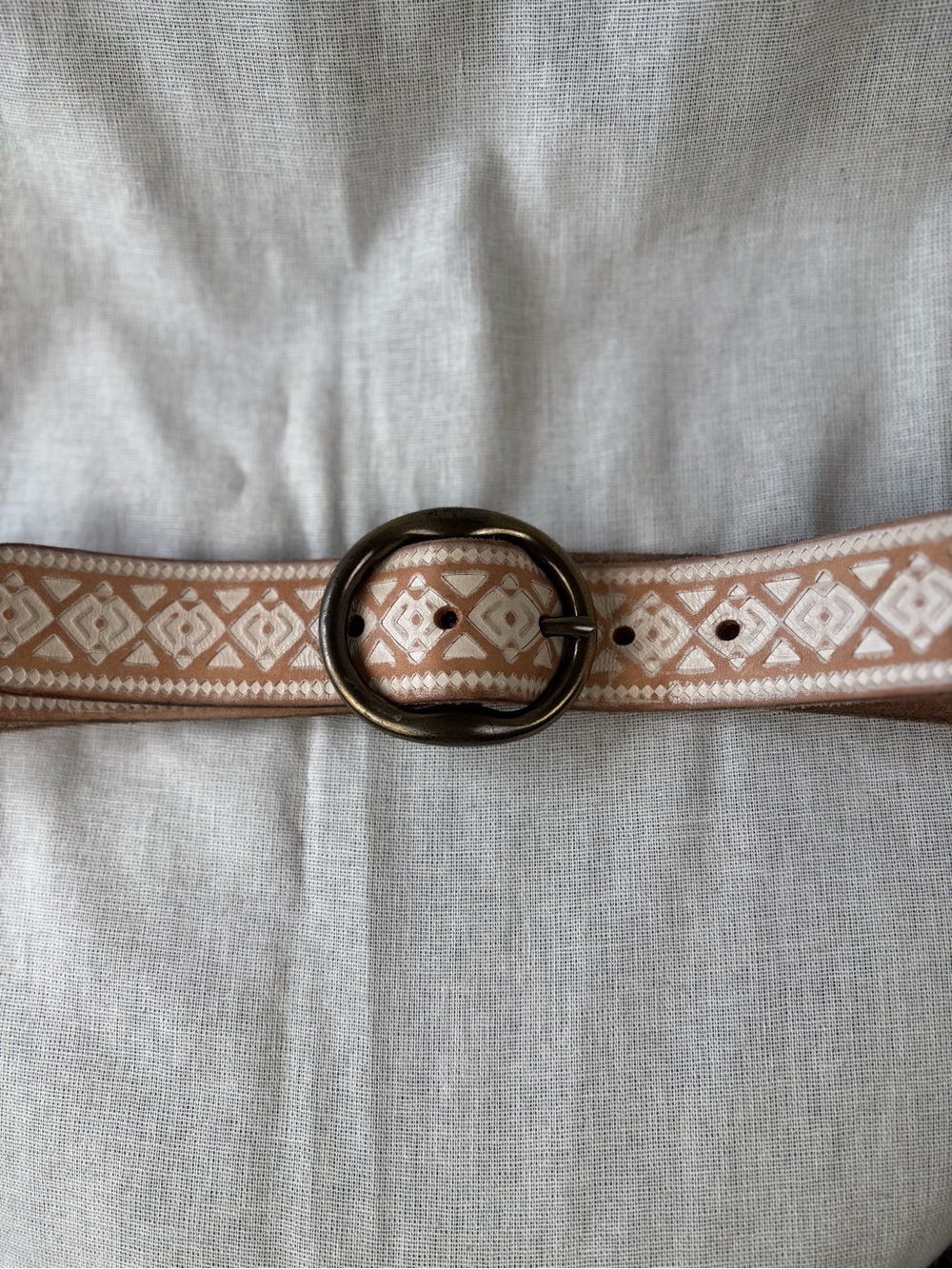 Lucky Brand Embossed Leather Belt Womens M Antique Brass Buckle Western 1.5” - Picture 12 of 14